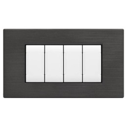 Placca in tecnopolimero spazzolato antracite 4 posti compatibile Living International