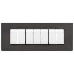 Placca tecnopolimero spazzolato 7 posti antracite compatibile Living International