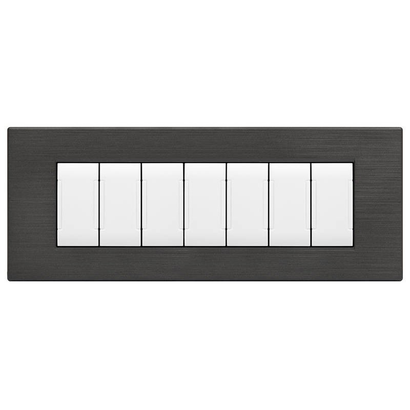 Placca tecnopolimero spazzolato 7 posti antracite compatibile Living International