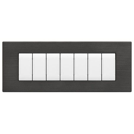 Placca tecnopolimero spazzolato 7 posti antracite compatibile Living International