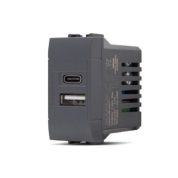 Doppia presa USB USB A - USB tipo C 5V 2.4A nero compatibile Living International