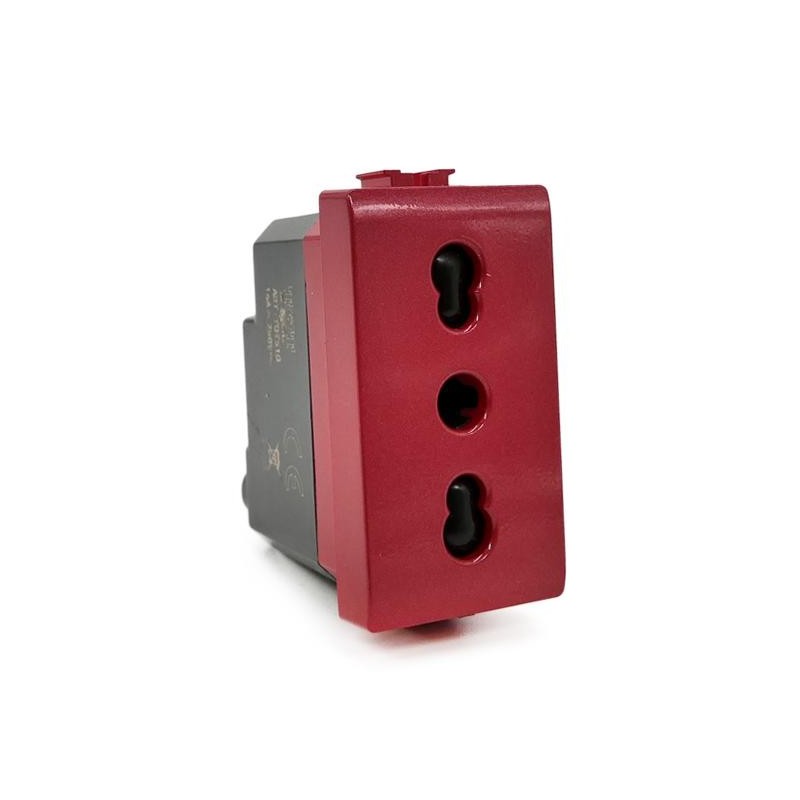 Presa bivalente 10-16A per segnalazione linea dedicata/emergenza rossa compatibile Matix
