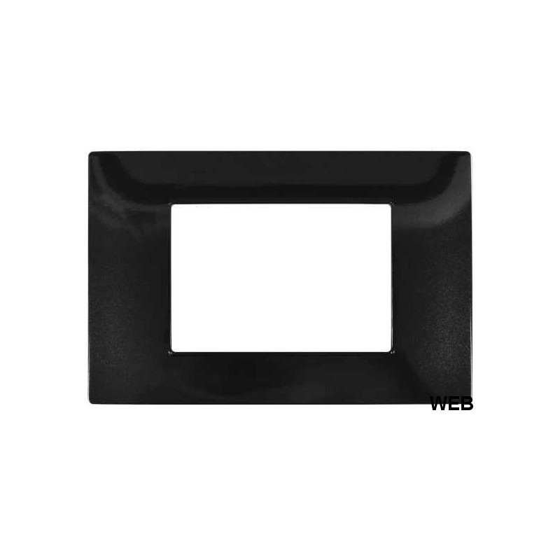 Placca 3 posti nera tecnopolimero compatibile Matix