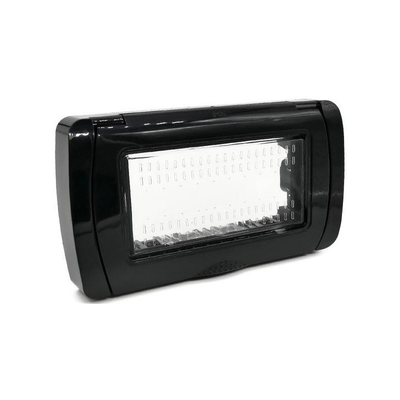 Placca idrobox IP55  4P nera compatibile Matix