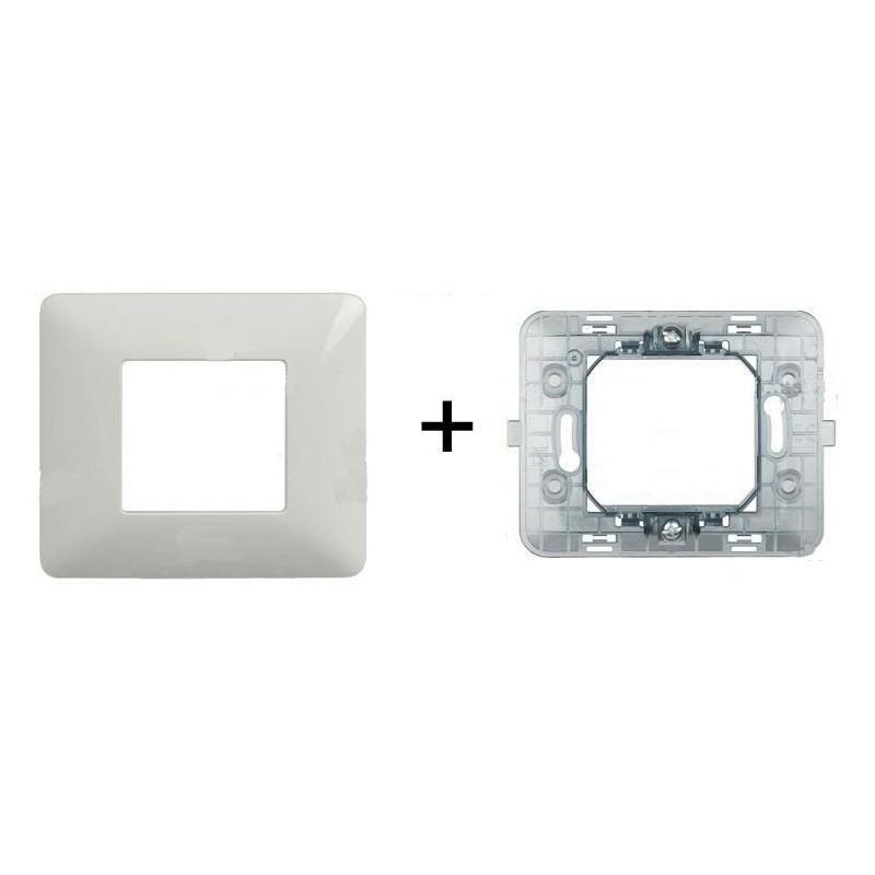 Kit placca bianca e supporto 2 posti compatibili Matix