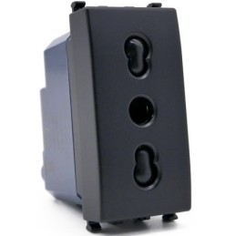 Presa bivalente 16A 250V nera compatibile Vimar Arké