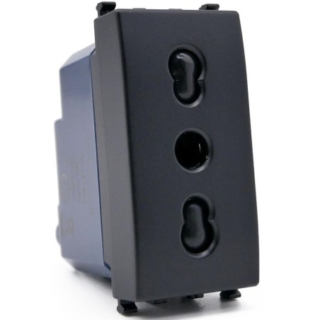Presa bivalente 16A 250V nera compatibile Vimar Arké