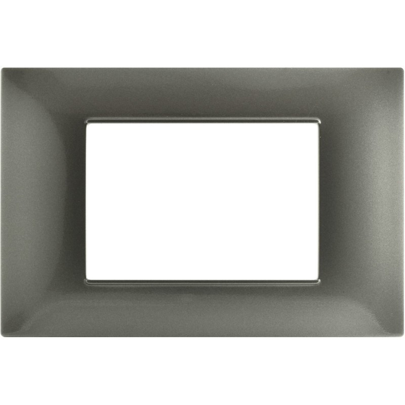 Placca 3P  Tecnopolimero 12x8cm Grigio scuro compatibile Vimar Plana