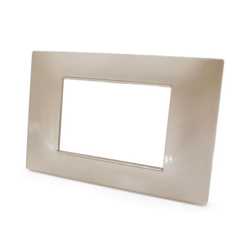 Placca 3P Tecnopolimero 12x8cm Champagne compatibile Vimar Plana