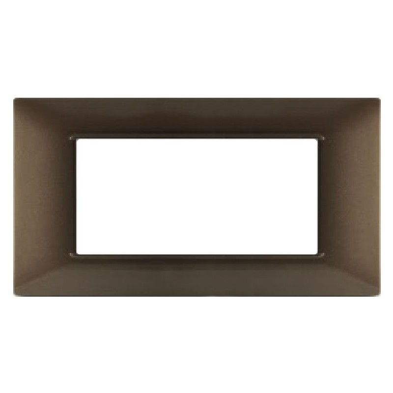 Placca 4P Tecnopolimero 14x8cm Rame compatibile Vimar Plana