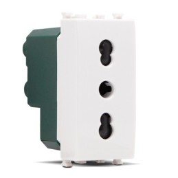 Presa bivalente 10-16A 250V Bianco compatibile Vimar Plana