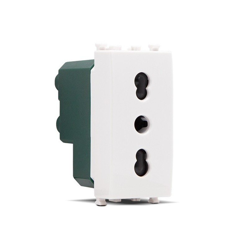 Presa bivalente 10-16A 250V Bianco compatibile Vimar Plana