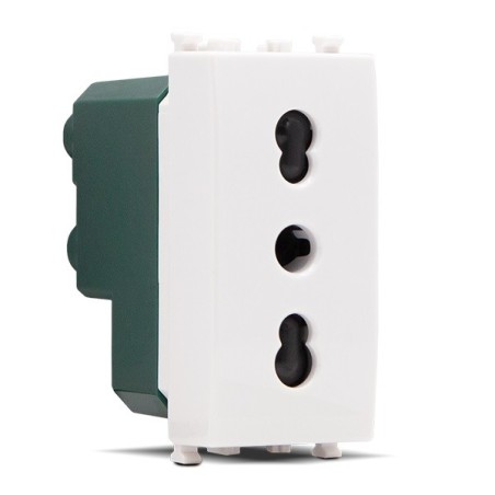 Presa bivalente 10-16A 250V Bianco compatibile Vimar Plana