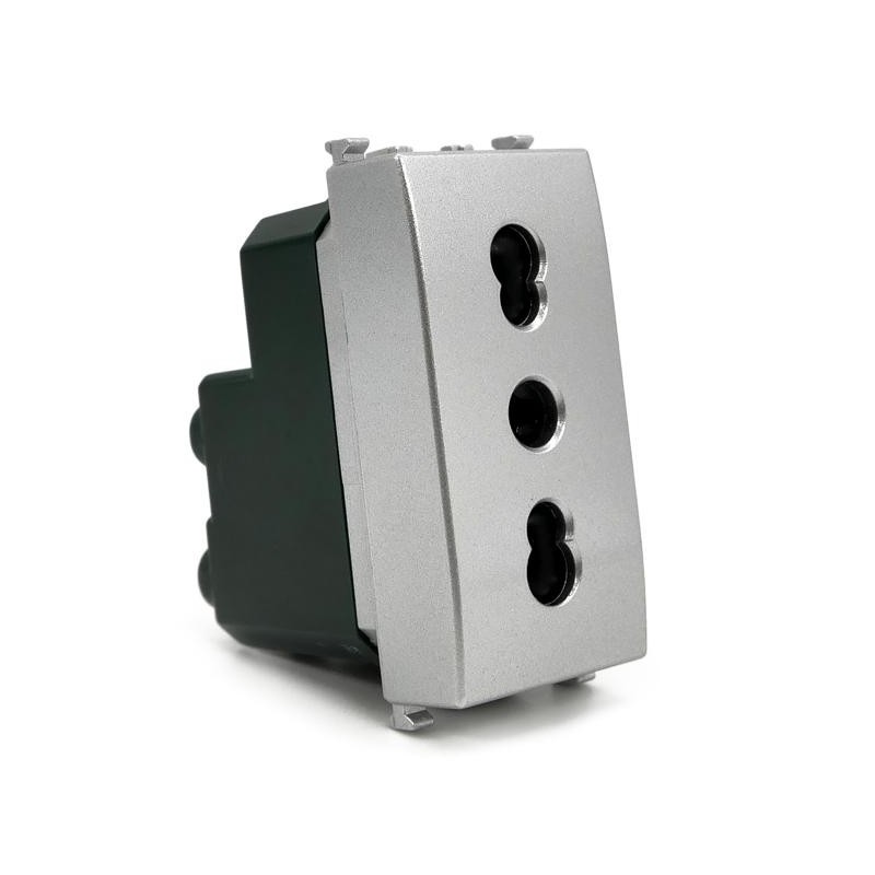 Presa bivalente 10-16A 250V grigio compatibile Vimar Plana