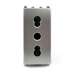 Presa bivalente 10-16A 250V grigio compatibile Vimar Plana
