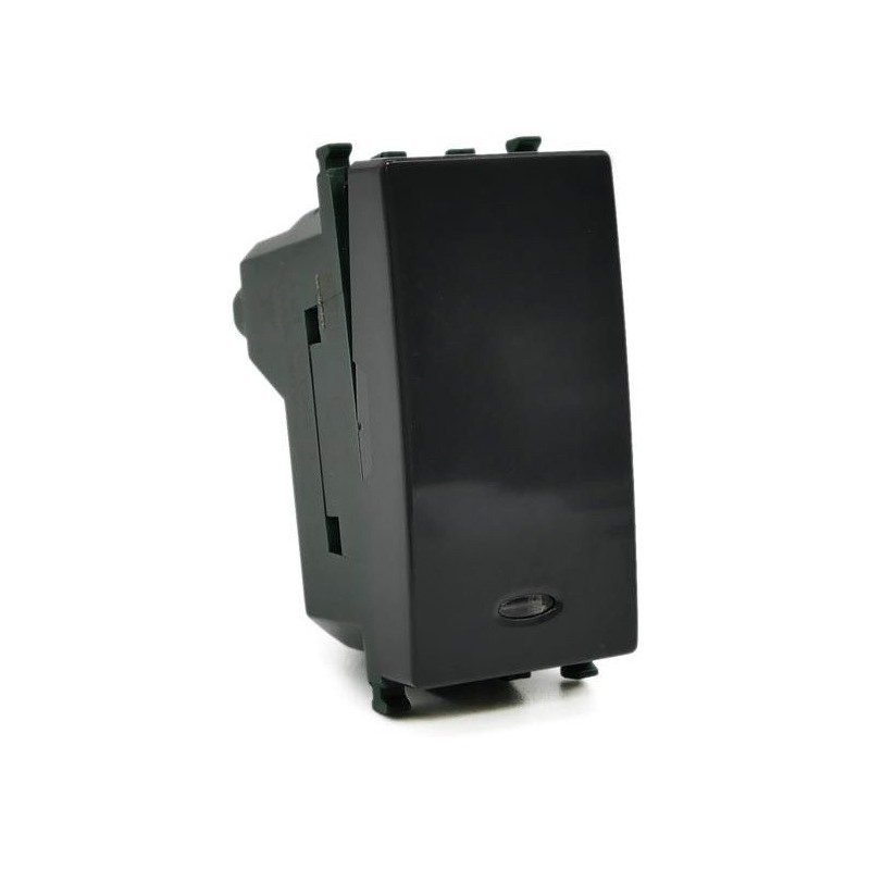 Deviatore con spia luminosa nero compatibile Vimar Plana