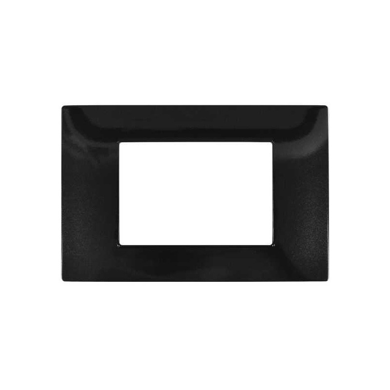 Placca 3 posti nera tecnopolimero compatibile Vimar Plana