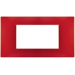 Placca 4 posti rosso corallo tecnopolimero compatibile Vimar Plana
