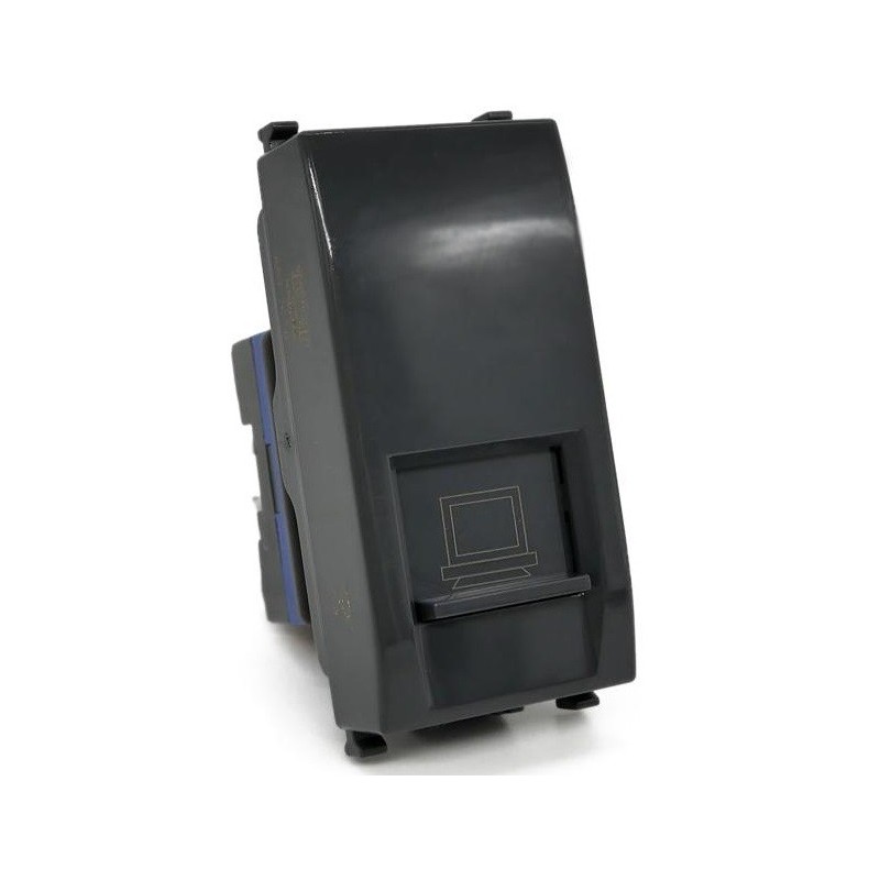 Connettore di rete RJ45 nero compatibile Vimar Plana