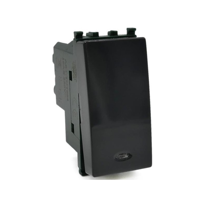 Invertitore con spia luminosa 16A 250V Nero compatibile Vimar Plana