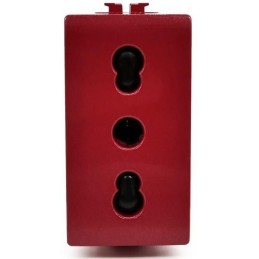 Presa bivalente 10-16A per segnalazione linea dedicata/emergenza rossa compatibile Vimar Plana