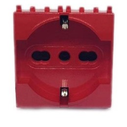 Presa schuko per segnalzione linea dedicata/emergenza rosso compatibile Vimar Plana