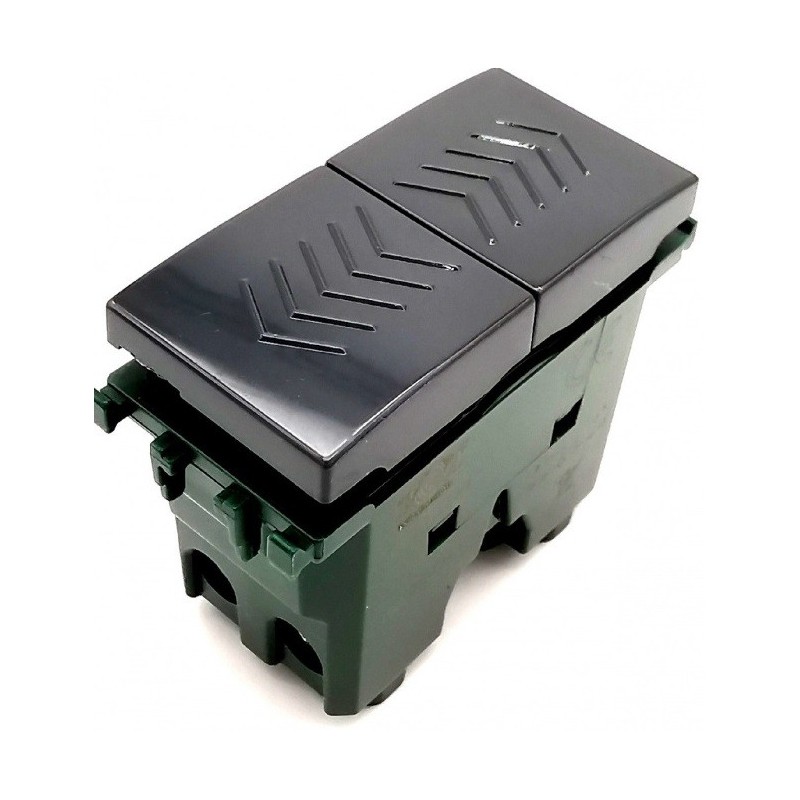 Doppio Pulsante 10A-250V nero compatibile con serie Vimar Plana