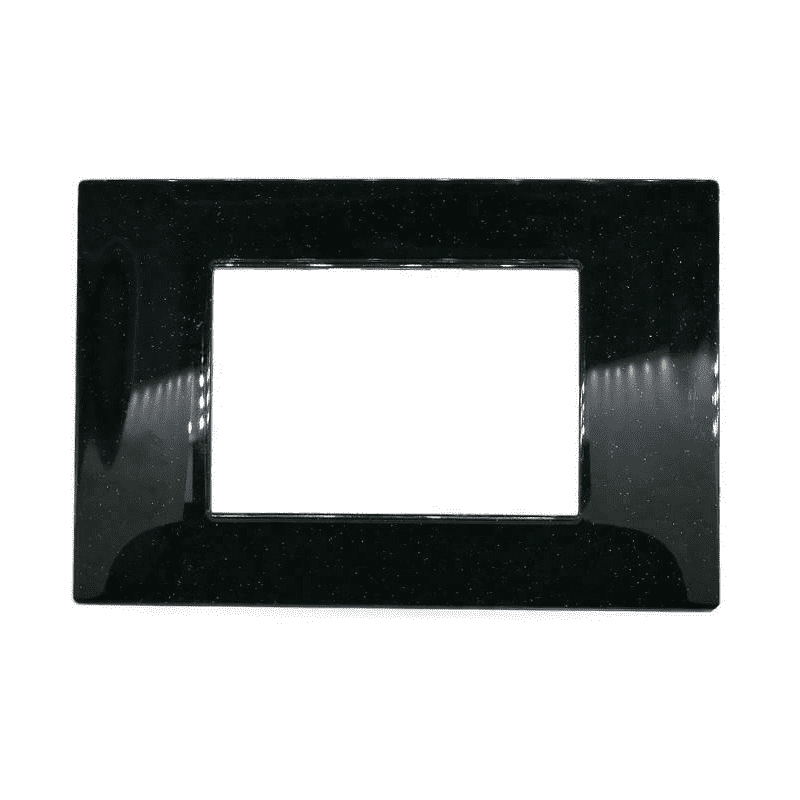 Placca 3 posti 3P nero/glitter tecnopolimero compatibile Vimar Plana
