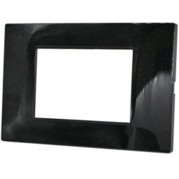 Placca 3 posti 3P nero/glitter tecnopolimero compatibile Vimar Plana