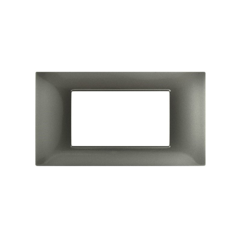 Placca in tecnopolimero 4P grigio scuro compatibile Vimar Plana