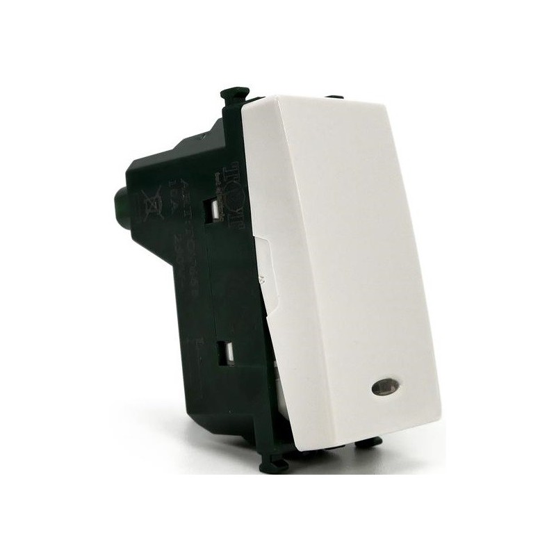 Pulsante unipolare bianco con spia luminosa 250V 10A compatibile Vimar Plana