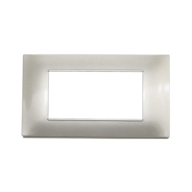 Placca in tecnopolimero 4 posti color grigio chiaro compatibile Vimar Plana
