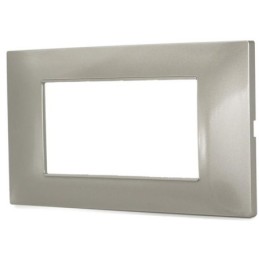 Placca in tecnopolimero 4 posti color grigio chiaro compatibile Vimar Plana