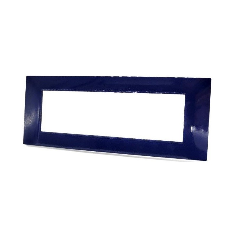 Placca in tecnopolimero 7 posti color blu compatibile Vimar Plana