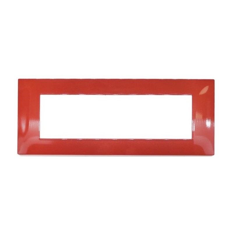 Placca in tecnopolimero 7 posti color rosso corallo compatibile Vimar Plana