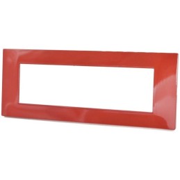 Placca in tecnopolimero 7 posti color rosso corallo compatibile Vimar Plana