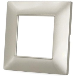 Placca in tecnopolimero 2 posti color grigio chiaro compatibile Vimar Plana