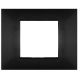 Placca in tecnopolimero 2 posti color nero compatibile Vimar Plana