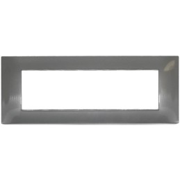 Placca in tecnopolimero 7 posti color grigio scuro compatibile Vimar Plana