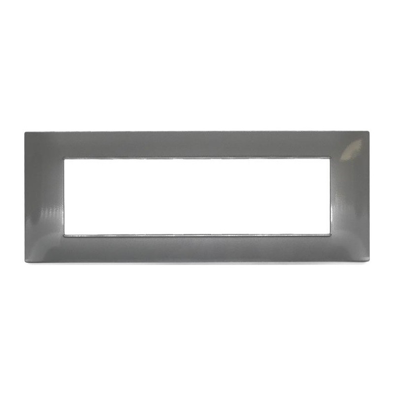 Placca in tecnopolimero 7 posti color grigio scuro compatibile Vimar Plana