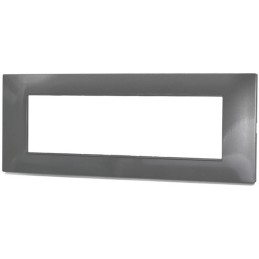 Placca in tecnopolimero 7 posti color grigio scuro compatibile Vimar Plana