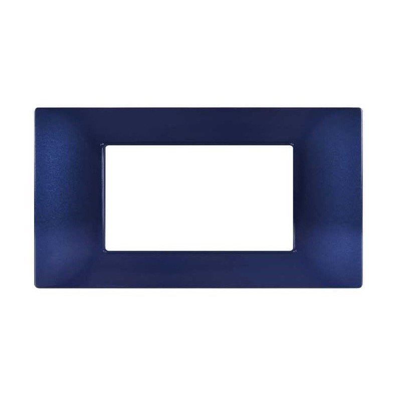 Placca in tecnopolimero 4 posti color blu compatibile Vimar Plana