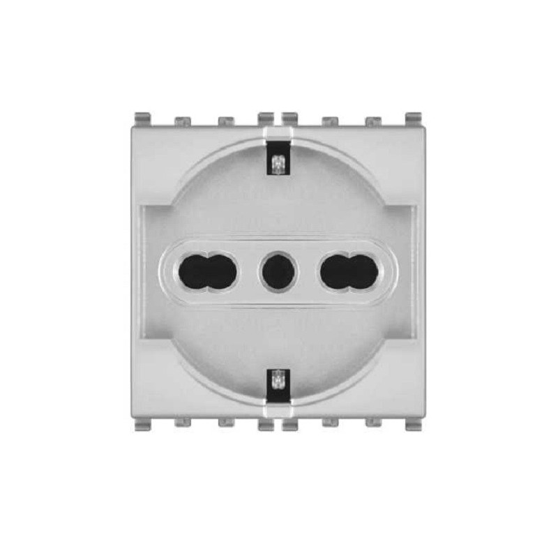 Presa Schuko 2.0 16A 250V grigia compatibile Vimar Plana