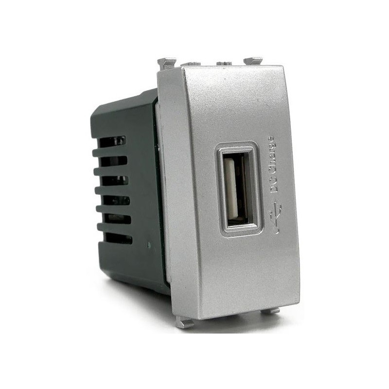 Presa USB grigia 90-265V 50/60Hz output 5V 2A compatibile Vimar Plana