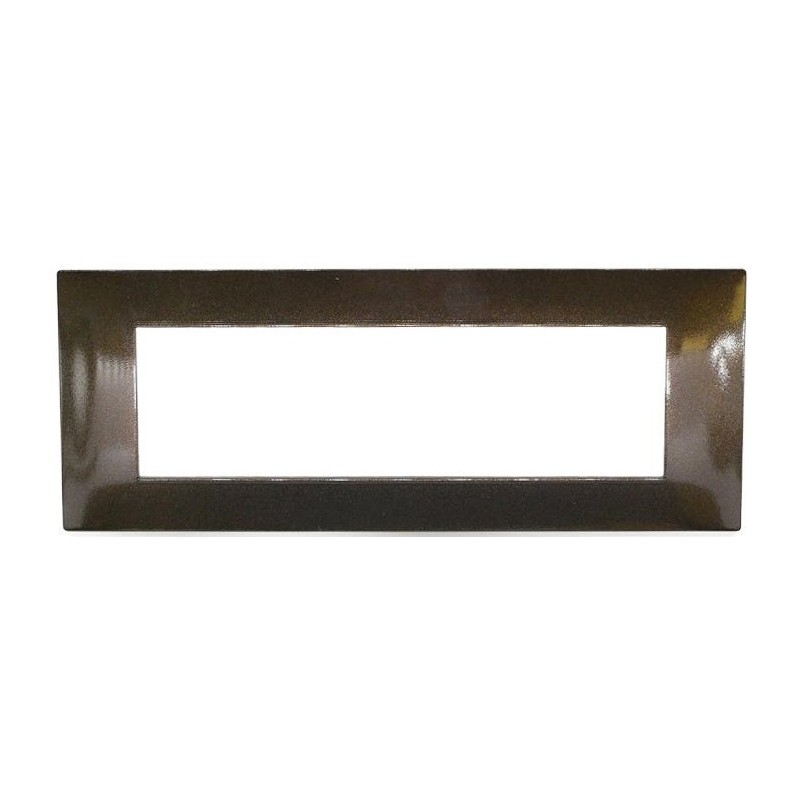 Placca 7 posti in tecnopolimero color bronzo compatibile Vimar Plana