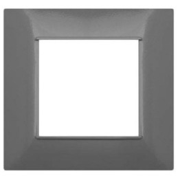 Placca in tecnopolimero 2 posti color grigio scuro compatibile Vimar Plana