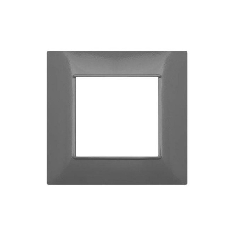 Placca in tecnopolimero 2 posti color grigio scuro compatibile Vimar Plana