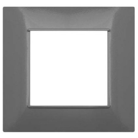 Placca in tecnopolimero 2 posti color grigio scuro compatibile Vimar Plana