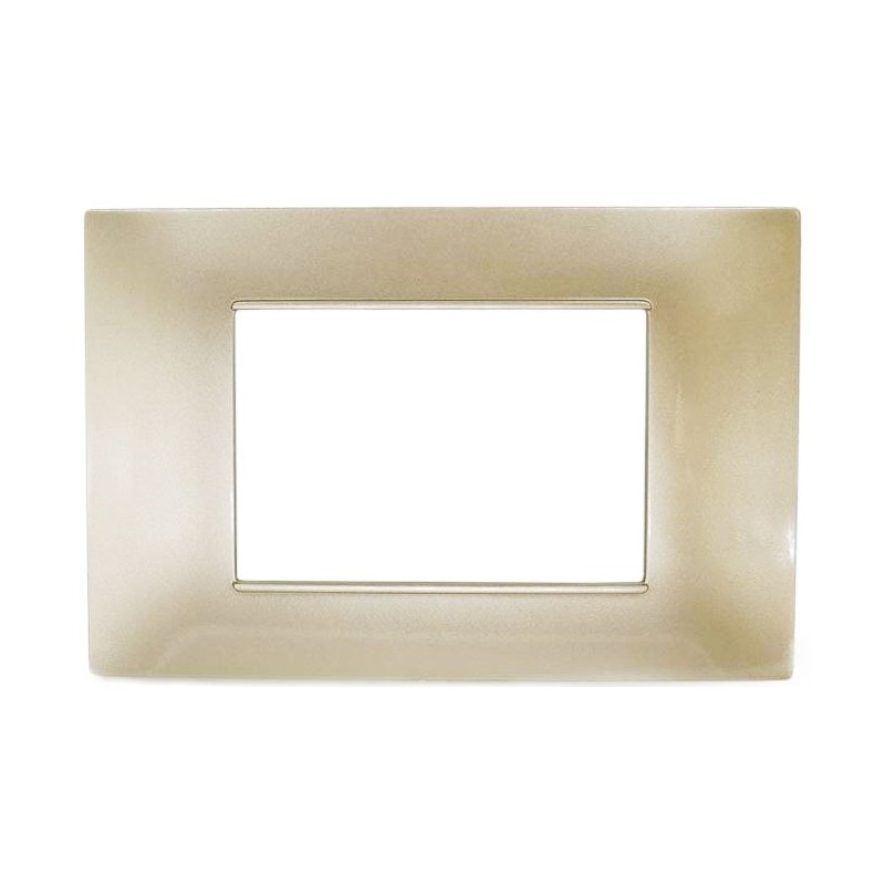 Placca in tecnopolimero 3 posti color sabbia compatibile Vimar Plana