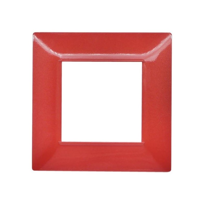 Placca in tecnopolimero 2 posti color rosso corallo compatibile Vimar Plana
